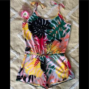 NWT Adidas Tropical Floral Tank Top Jumpsuit Romper Shorts Size Small